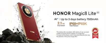 2026 New HONOR Magic8 Lite EU Version 5g Android Smartphone Mobile Phones amoed sbapdragon 6 Gen 4 7500mAh 108MP OIS AI Camera