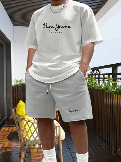 Men's Two-piece Sportswear Short Sleeved T-shirt and Pants Set Running and Fitness Sportswear 2026 Summer Big Discount