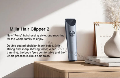 Mijia Hair Clipper 2 Household Wireless Trimmer Cutting Barber IPX7 Titanium Alloy Blade Men Sideburns Electric Shaver