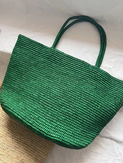 2026 Large Handwoven Rattan Tote Bag for Women Natural Straw Beach Bag Purse Luxury Shoulder Bags Handbag Summer