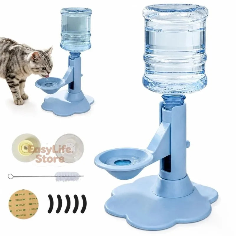 Automatic Cat Dog Water Dispenser No Electricity No Filter Adjustable Height Gravity Pet Water Fountain for Cats and Small Dogs