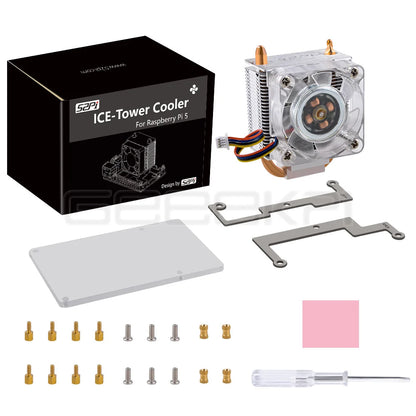 GeeekPi Raspberry Pi 5 Cooler Raspberry Pi 5 ICE-Tower Cooler CPU RGB LED Light Cooling Fan