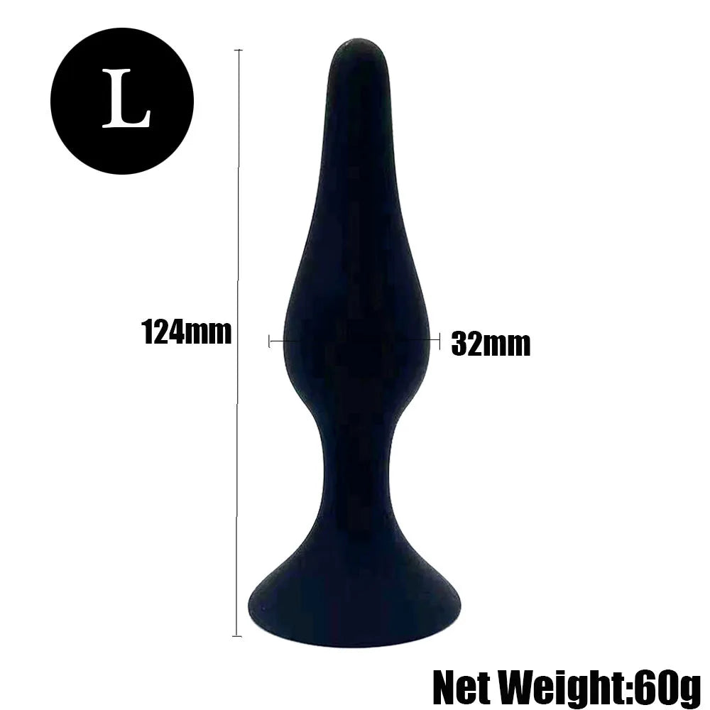 Silicone Pleasure Anal Plug 4-Piece Set - Anal Stimulation Beads, Hands-Free Suction Cup Anal Plug, Adult Erotic Sex Toy