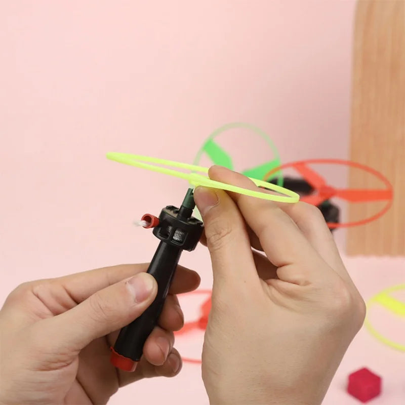 10pc Kids Outdoors Pull String Flying Disc Propeller Helicopter Toys Fun Game Sports Flying Spin Top Toys Children's Prizes