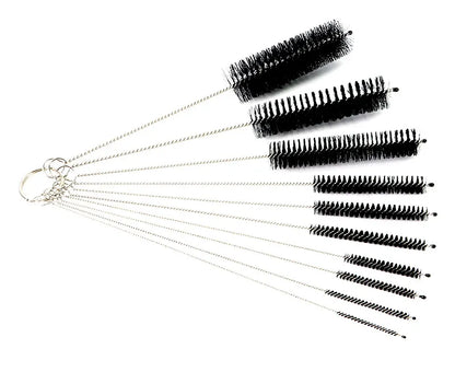 10pcs Set Stainless Steel Soft Hair Brush Pipette Test Tube Baby Bottle Brush Multifunctional Household Cleaning Tools Set