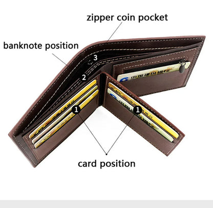 Short Men Wallets Zipper Coin Pocket Slim Card Holders Luxury Male Purses High Quality PU Leather Men's Wallet Money Clips