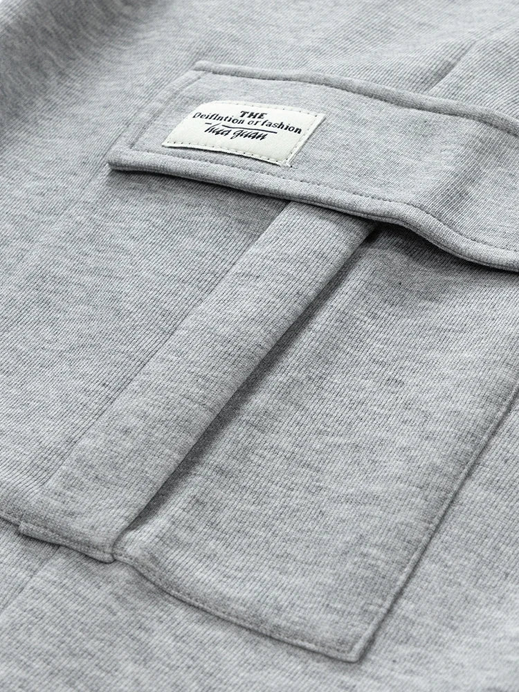 2024 New Sweatpants Men Multi-Pockets Drawstring Cotton Casual Wide Pants Male Loose Straight Trousers Large Size 8XL