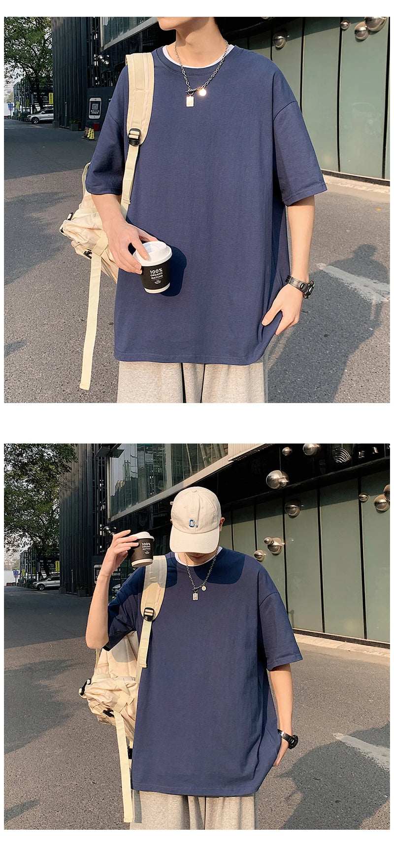 Oversized Summer Short Sleeve Men's T Shirt New Fashion Solid Loose O-Neck T Shirts Mens Cotton Hip Hop Streetwear Top Tees 5XL