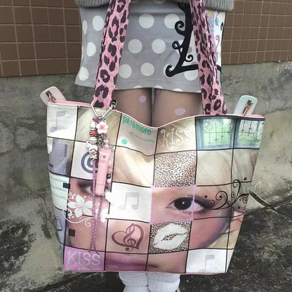 New Creative Women's Tote Bag Trend Face Printing Large Capacity Shoulder Bag Water Proof Hot Girl Handbag Large Shopping Bag