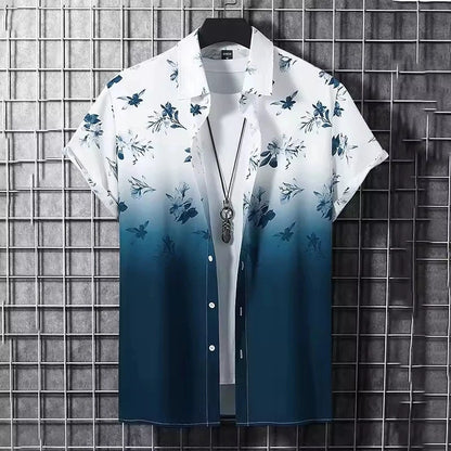 New Hawaii Spring/Summer Fashion Leisure Street Walk Tourist Beach Printed Full Open Short Sleeve Button Shirt