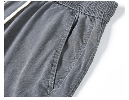Men's Summer Soft Lyocell Fabric Jeans Thin Loose Straight Denim Pants Drawstring Elastic Waist Casual Trousers Plus Size M-5XL