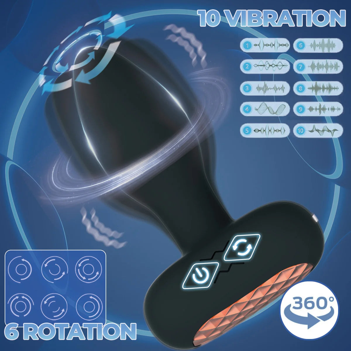 Anal Plug Adult Sex Toys with 10 Vibration & 6 Rotating Remote Control Vibrating Anal Butt Plug 360° Wiggles Prostate Massager