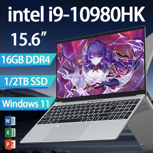 2026 nešiojamasis kompiuteris „Windows 11 Intel Core i9 10980HK“ 15,6 colio žaidimų nešiojamieji kompiuteriai Nešiojamasis kompiuteris Apšviesta klaviatūra 16 GB RAM 1 TB SSD kompiuteris