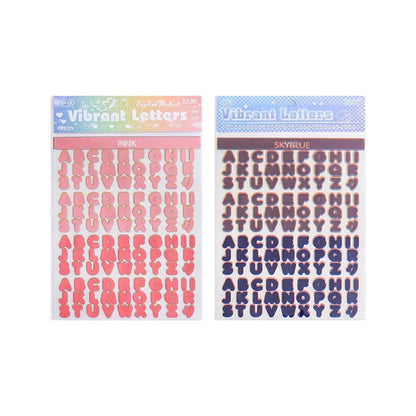 8 Sheets Vibrant Alphabet PET Stickers, Colorful English Letter Decals For Journaling, Scrapbooking & DIY Craft Supplies