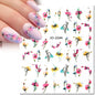 3d Nails Art Decals Spring Fruits Pink Full Tips Peony Magnolia Flowers Adhesive Sliders Stickers Decoration For Nails Manicure