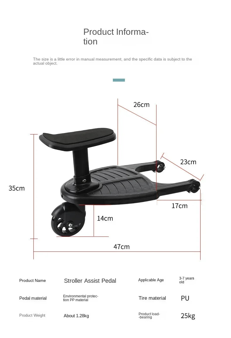 Twins Baby Stroller Pedal Adapter Stroller Accessorie Second Children Auxiliary Trailer Twins Scooter Standing Plate with Seat