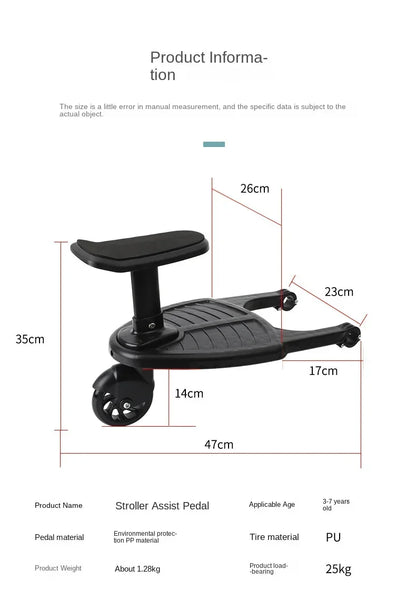 Twins Baby Stroller Pedal Adapter Stroller Accessorie Second Children Auxiliary Trailer Twins Scooter Standing Plate with Seat