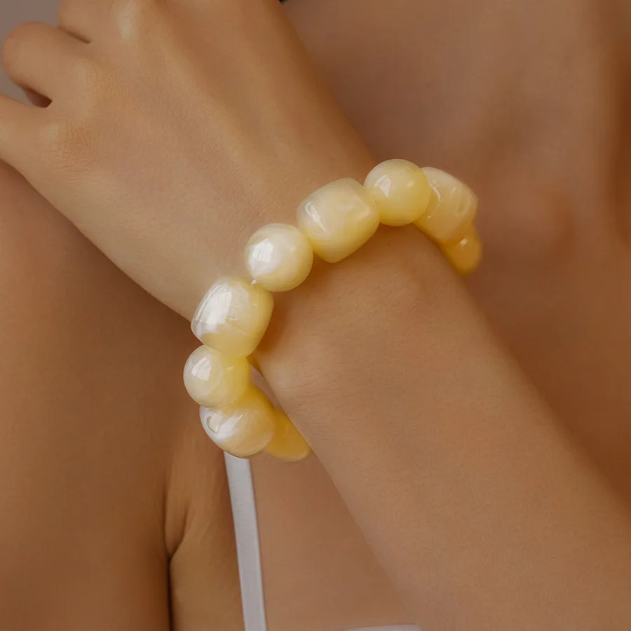 Acrylic Irregular Square Round Beaded Bracelet Bangle for Women Imitation Stone Chain Bracelet Hand Accessories Couple Gifts K