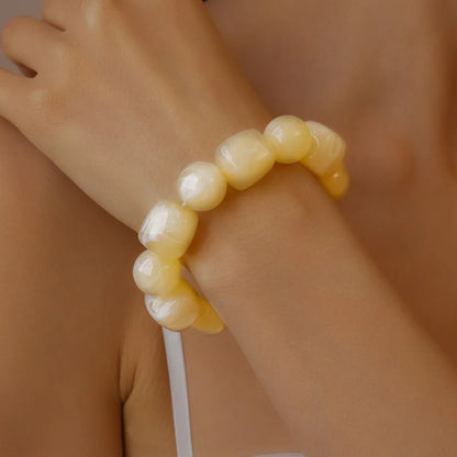 Acrylic Irregular Square Round Beaded Bracelet Bangle for Women Imitation Stone Chain Bracelet Hand Accessories Couple Gifts K