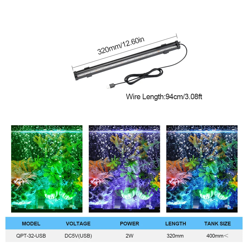 USB LED Aquarium Air Bubble Light Auto RGB Color Changing Fish Tank Air Stone Oxygen Bubbler Submersible Decorative Lamp