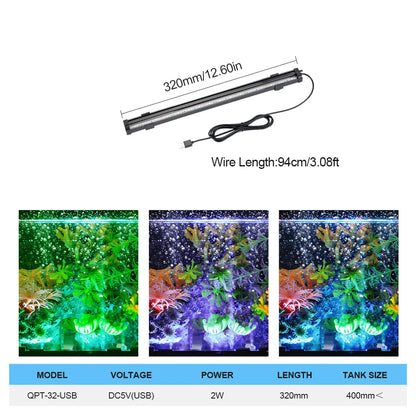USB LED Aquarium Air Bubble Light Auto RGB Color Changing Fish Tank Air Stone Oxygen Bubbler Submersible Decorative Lamp