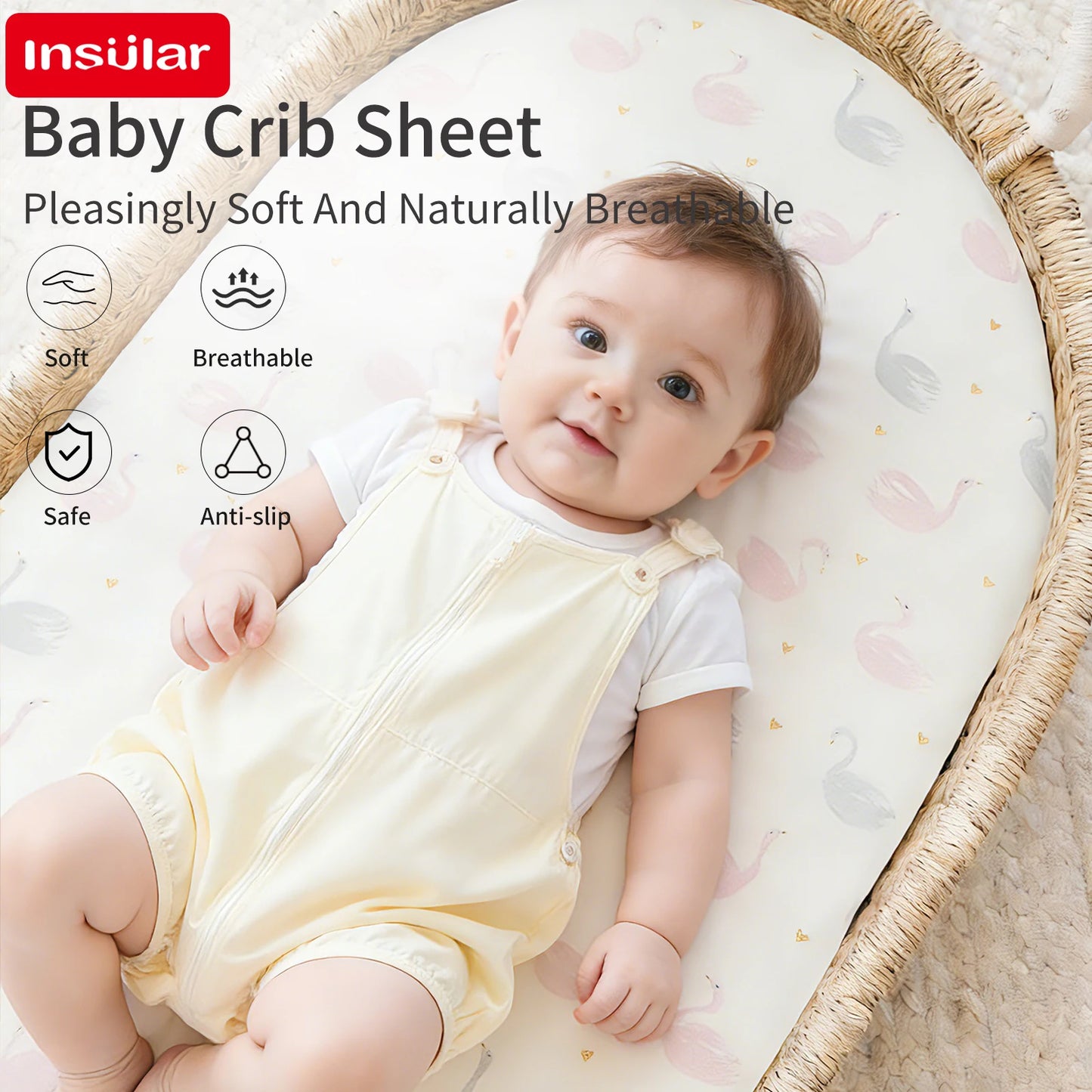 Cartoon Printed Crib Sheet Set Baby Bedding Toddler Mattress & Changing Pad Cover Polyester Cotton Fitted Bassinet Sheets
