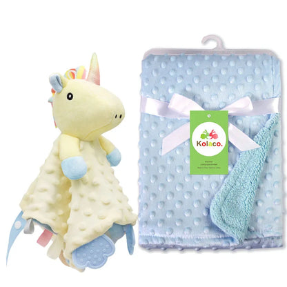 Custom Name Baby Blanket Personalized Baby Shower Gift Soft Minky Dot 2-in-1 Blanket & Lovey Set for Boys Girls