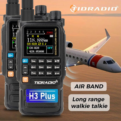 TIDRADIO H3 Plus Long Range Walkie Talkies Wireless Programming Air Band Long Range Tow Way Radio Frequency Copy Station