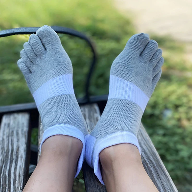 Large Plus Size Toe Socks Sport Mans Mesh Breathable Compression Sweat-Absorbing Fitness Elastic Five Finger Ankle Socks Student