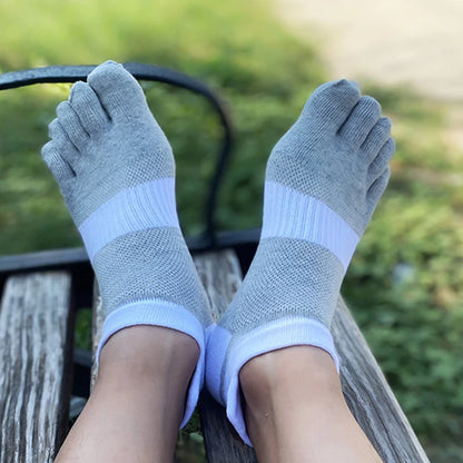 Large Plus Size Toe Socks Sport Mans Mesh Breathable Compression Sweat-Absorbing Fitness Elastic Five Finger Ankle Socks Student