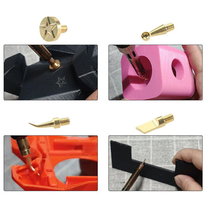 9PCS Heat Insert Nut Iron Tip Hot Melt Heat Set Insert Tool Soldering Iron Tip 3D Printing Modify Finishing Brass Thread Embed