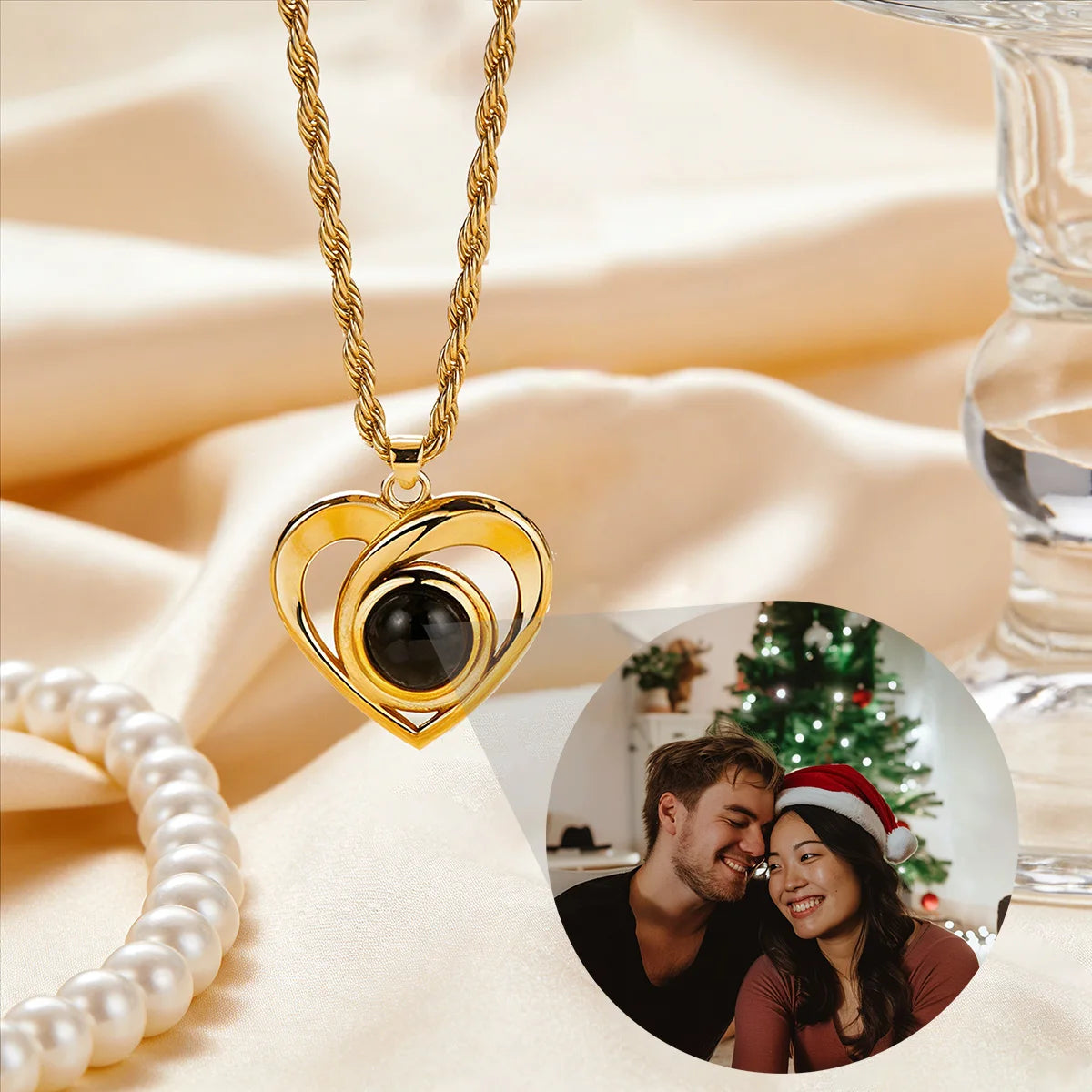 Custom Color Photo Projection Necklace Stainless Steel Rope Chain Valentine's Day Mother's Day Exquisite Fashion Gift for Women