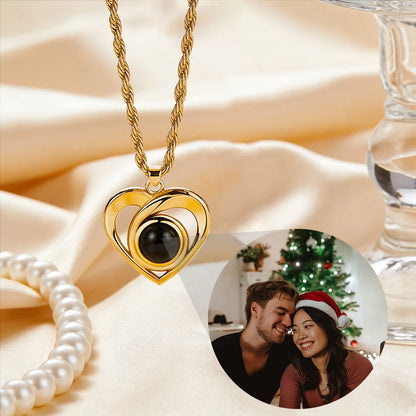 Custom Color Photo Projection Necklace Stainless Steel Rope Chain Valentine's Day Mother's Day Exquisite Fashion Gift for Women