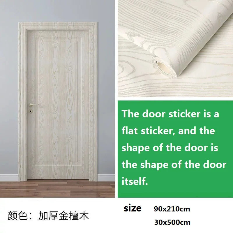 90x210cm/30X500cm Grey Wood Grain Wallpaper On The Door Adhesive  Furniture Refurbish Sticker Home Decor Wall Decal Door Sticker