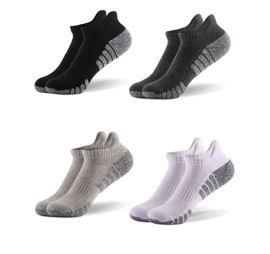 3 Pairs Thickened Towel Bottom Running Mesh Boat Non-Slip Breathable Sports Low Cut Men's Women's Socks