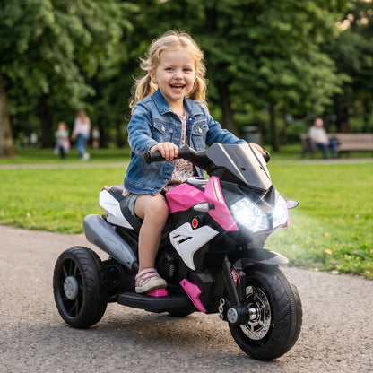 3-wheel 6 V electric Motorbike for children, electric car for 3- to 5-year-olds, with light and sound effects, 86x42x52cm, pink