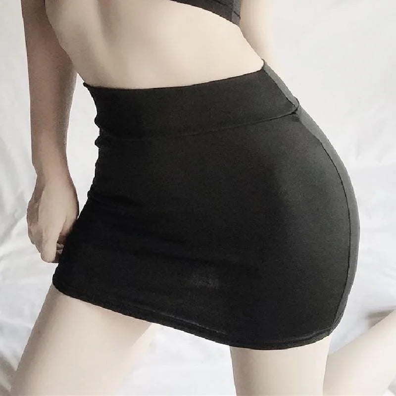 2026 NEW High Waist Sexy Casual Black White Bodycon Pencil Mini Skirts Wrap Hip Silk Short Skirt for Women Night Club Wear Summe