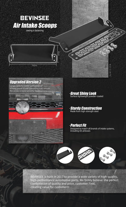 BEVINSEE Dynamic Air Intake Scoop Kit Upgrade For VW For Golf GTI/R MK7/7.5 For Golf 7 GTI R 2012-2020 For Audi S3 8V 2013-2020