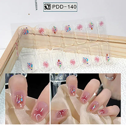 1PC Gel Nail Sticker Patch Slider Flower Gradient Color Back Glue Full Cover Waterproof Gel Nail Sticker UV Lamp Curing Manicur