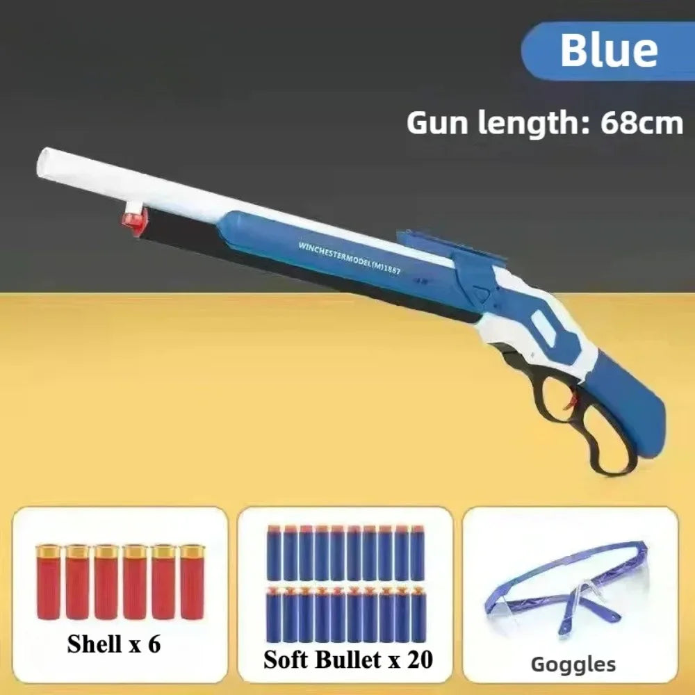 M1887 Winchester Soft Bullet Gun Toy Shell Ejection Throwing Gun Blaster Plastic Manual Launcher Model for Children Adults