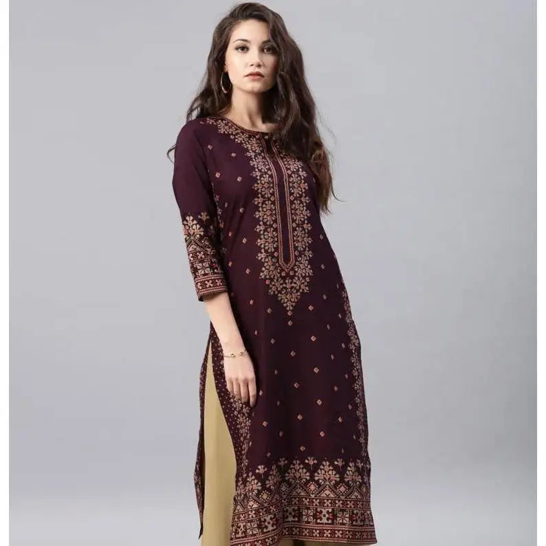 Women Kurt Casual Dress Long Sleeve Straight Casual Ethnic Flower Mandarin O-Neck Round Regular Size 3D Design Suitable.