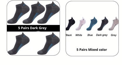 5 Pairs Of Mens Summer Thin Mesh Breathable Mens Polyester Sports Socks Sweat Absorbing Short Socks
