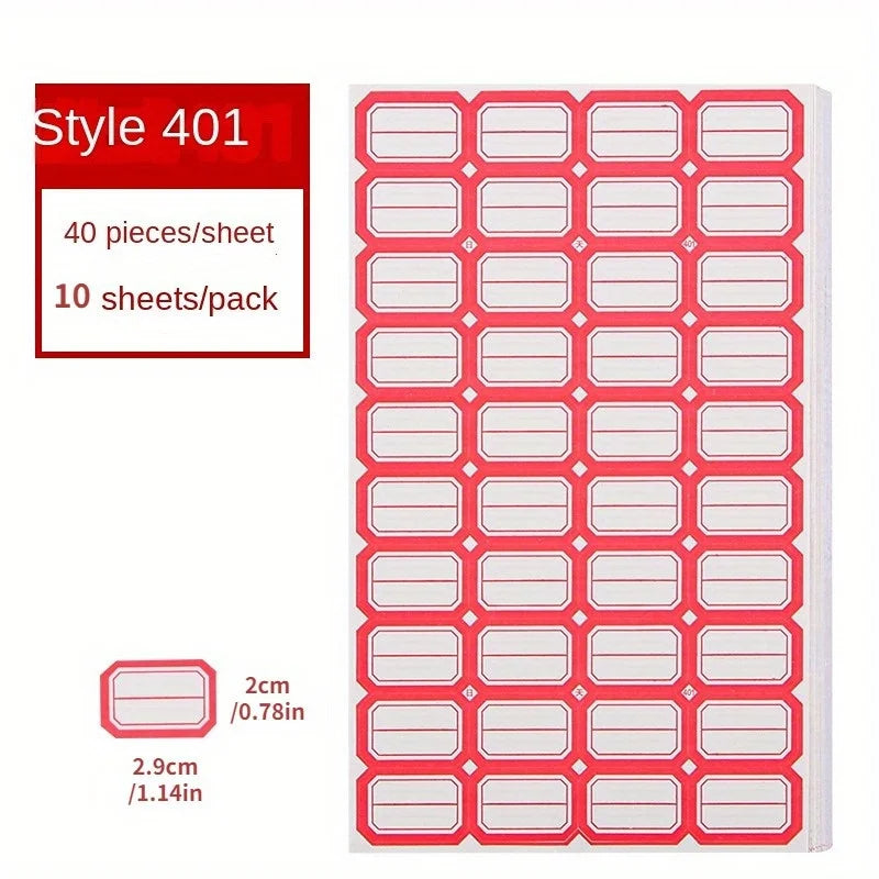 10sheets/400pcs Self-adhesive Label Stickers Self Adhesive Label Paper Mouth Paper Handwritten Marking Price Name Stickers