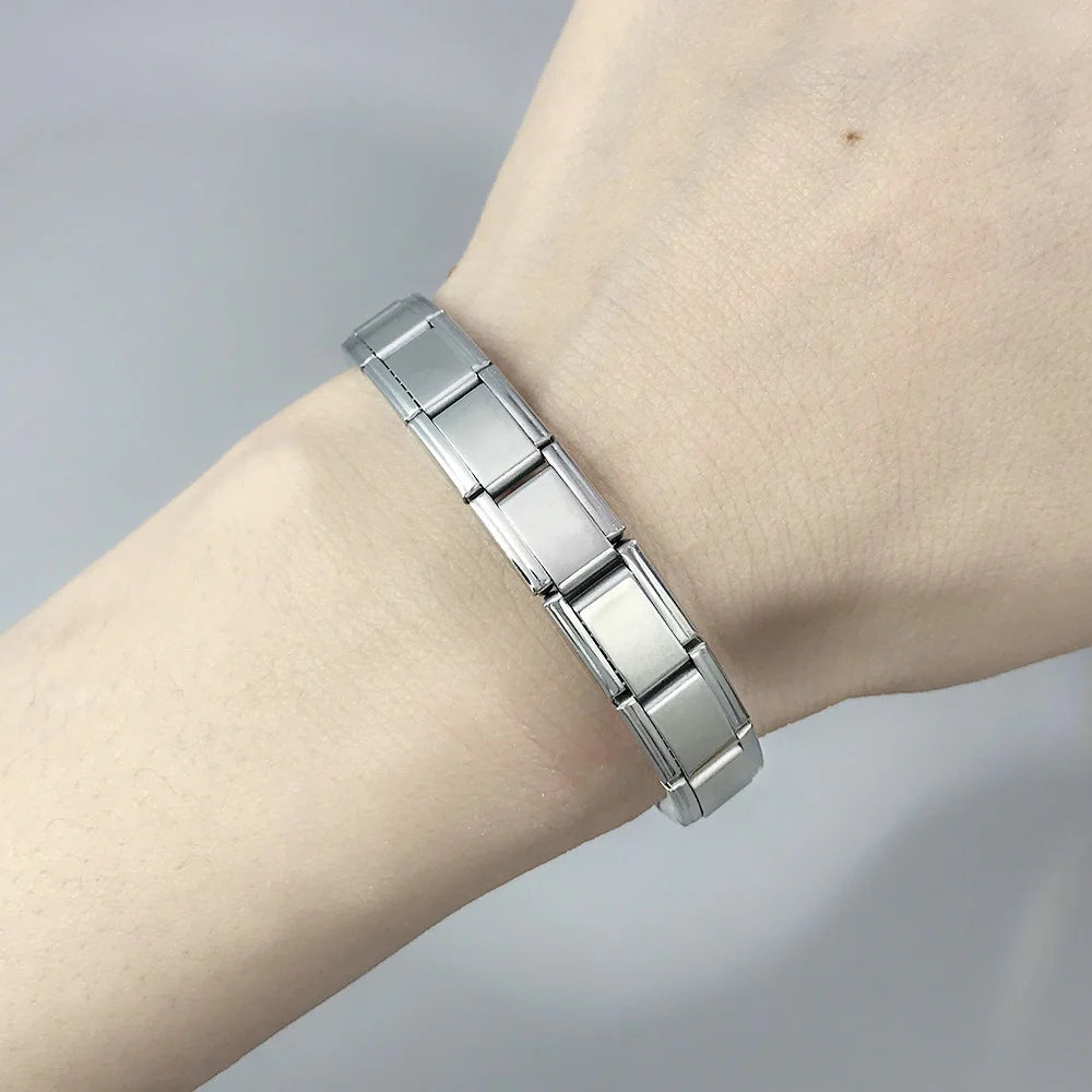 GEMOSA 9mm Width Italian Charm Bracelet Fashion Stainless Steel Bangle Elastic Link Chain High Quality Factory DIY