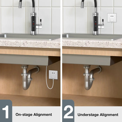 3000W Stainless Steel Electric Heating Tap, Electric Kitchen Tap Instantaneous Water Heater with LCD Temperature Display,360° Rotatable Hot Water Tap for Kitchen Bathroom