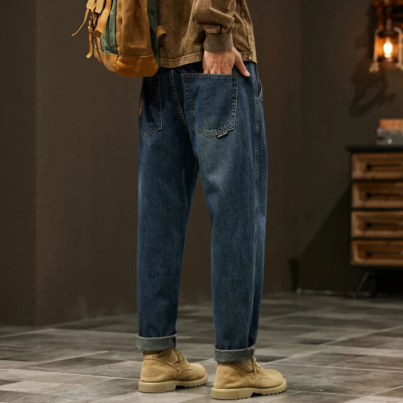 Men's 95% Cotton Jeans High Quality Loose Harem Pants Fashion Baggy Casual Outdoor Work Denim Pants Brand Men's Clothing