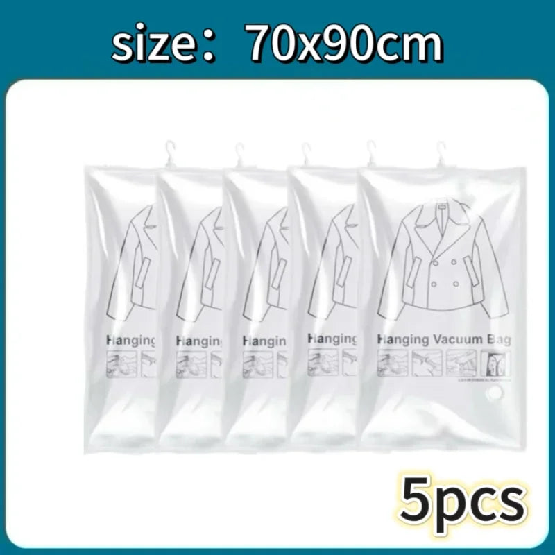 Hanging Vacuum Storage Bags Space Saver Bags Vacuum Seal Storage Bag for Suits Dress Coats Jackets Closet Organizer and Storage