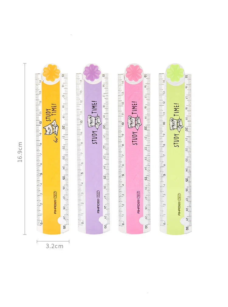 30cm Each One Color Folding Diy Drawing Ruler Students Do Exercises Office Drawings And Measuring Tapes