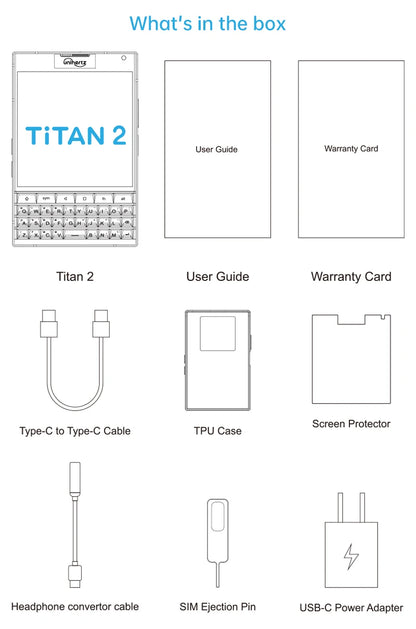 Unihertz Titan 2 Smartphone 5G Android 15 with Physical Keyboard Dual Screen 12GB 512GB  Dimensity 7300 Dual SIM 50MP Camera