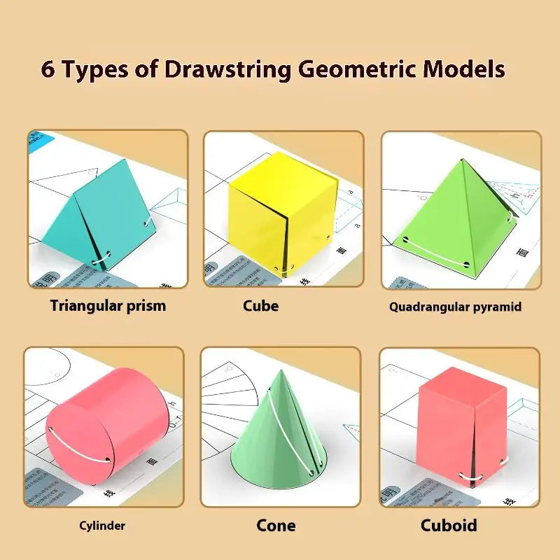 Montessori Educational 3D Geometry Quiet Book Set for Kids - DIY Math Learning Tracing Workbook for Spatial Thinking Training